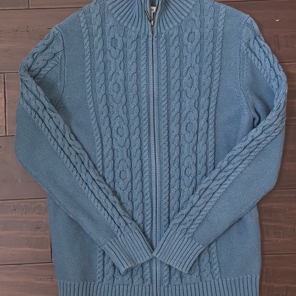 L.L. Bean Other - L.L. Bean Men's Zip-Up Cable Knit Sweater - Blue